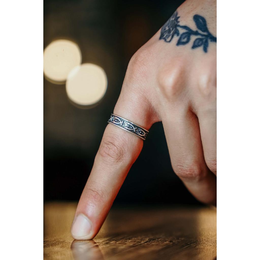 Модель обручального кольца с мечом, регулируемое мужское посеребренное кольцо