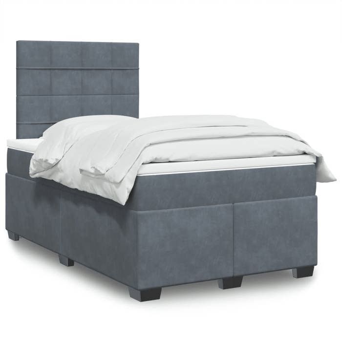 Maison Exclusive - Sommier à lattes de lit et matelas gris foncé 120x190cm velours