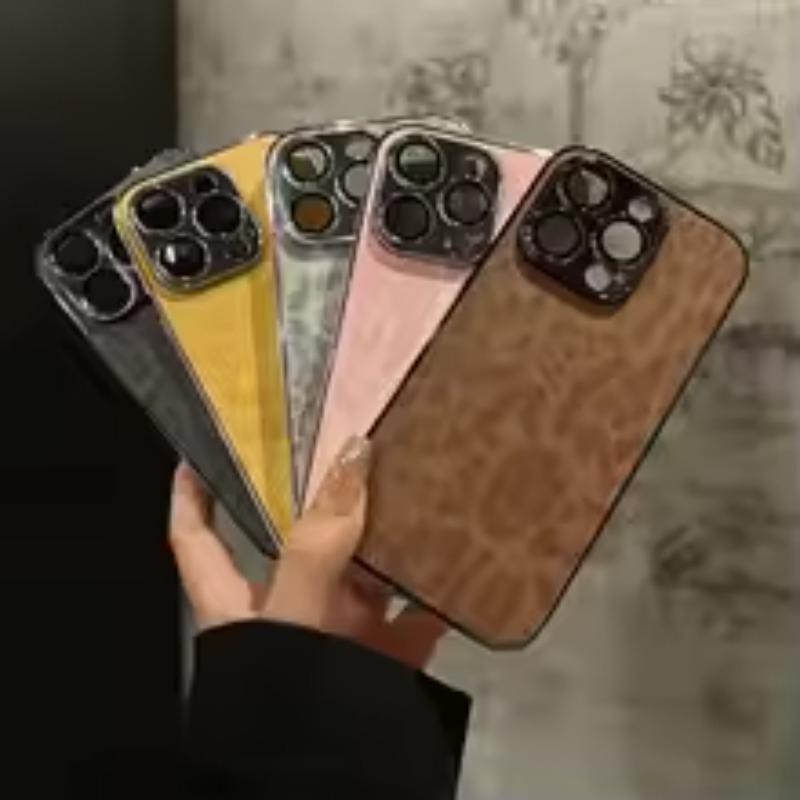 Роскошный Цветной Чехол для Телефона из Кожи с Леопардовым Принтом для iPhone 16 15 14 Plus 13 12 11 Pro Max Матовый Ударопрочный Мягкий Бампер