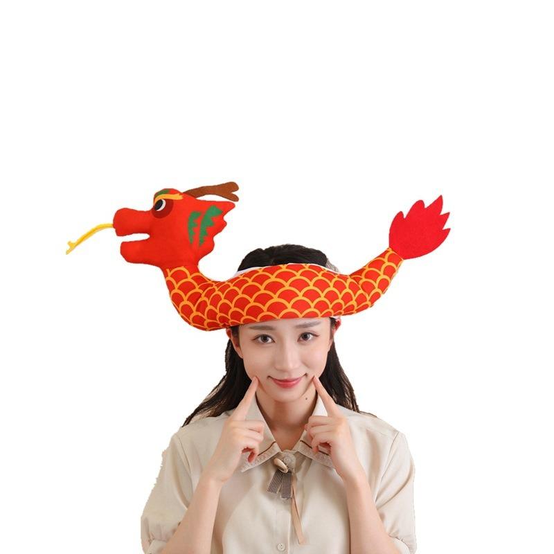 Фестиваль лодок-драконов, капюшон лодки-дракона, шляпа, плюшевый капюшон, реквизит для фото, мультяшный капюшон, реквизит для выступлений