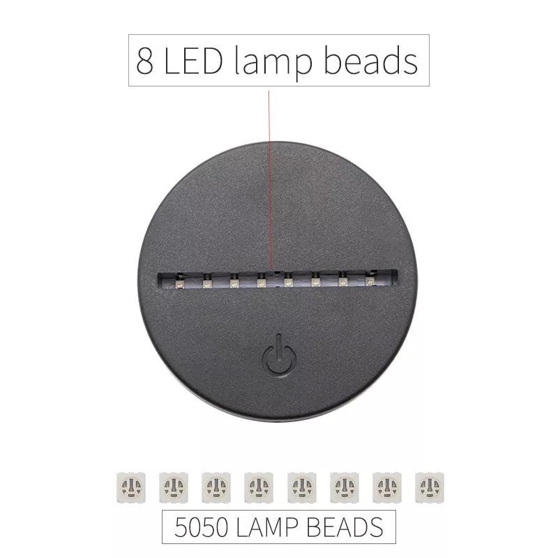 Led Lamp Bases for 3d Led Night Light Abs Acrylic Black 3d Led Lamp Night Light Touch Base With Usb Cable and Remote Control