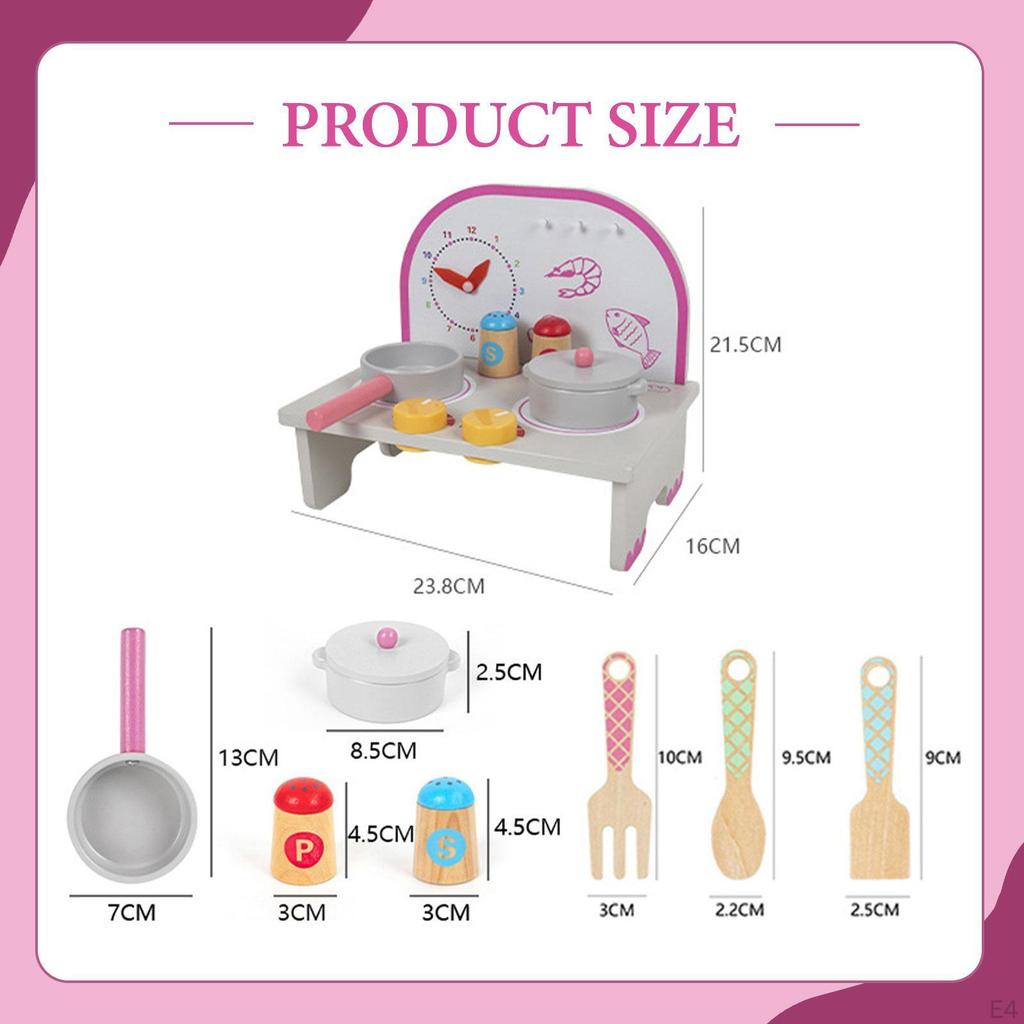 Playset Cooking Birthday Gift Kindergarten DIY Model Preschool Realistic Pretend Play Wooden