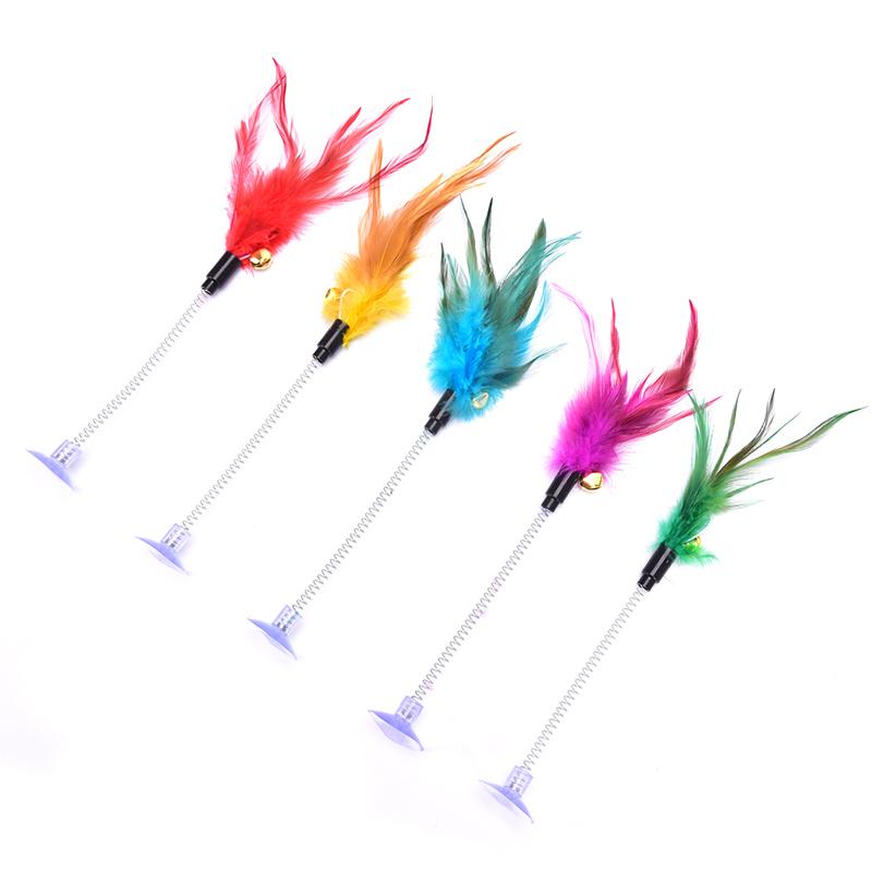 Feather Cat Toys Feather Funny Cat Shape False Products Bottom Sucker Elastic