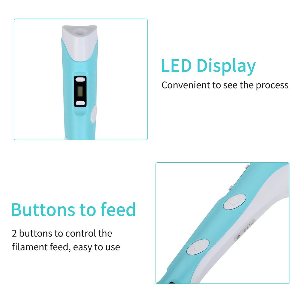 Ручка для 3D-печати применяется с нитью ABS PLA толщиной 1,75 мм. Поддержка температуры. Скорость рассеивания тепла.