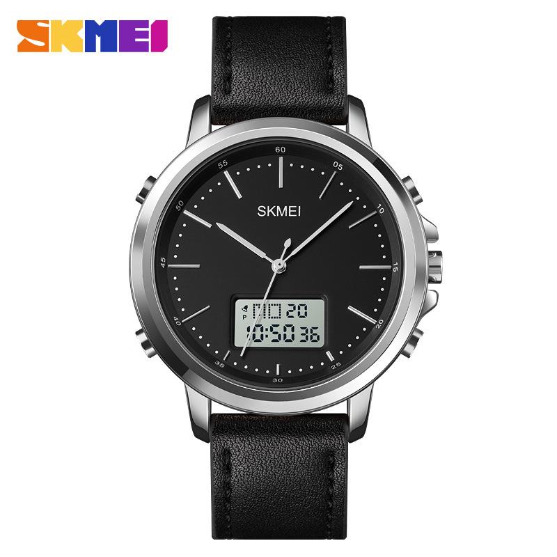 Men's Watch SKMEI Leather Strap 50M Waterproof LED Backlight 1652