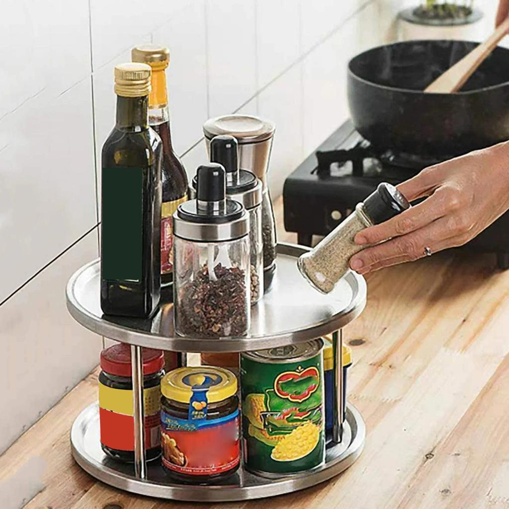 2 Tier Lazy Susan Turntable 360-degree Lazy Susan Organizer Use For Organizer Or Kitchen Cabinet Organizers Stain-resistant