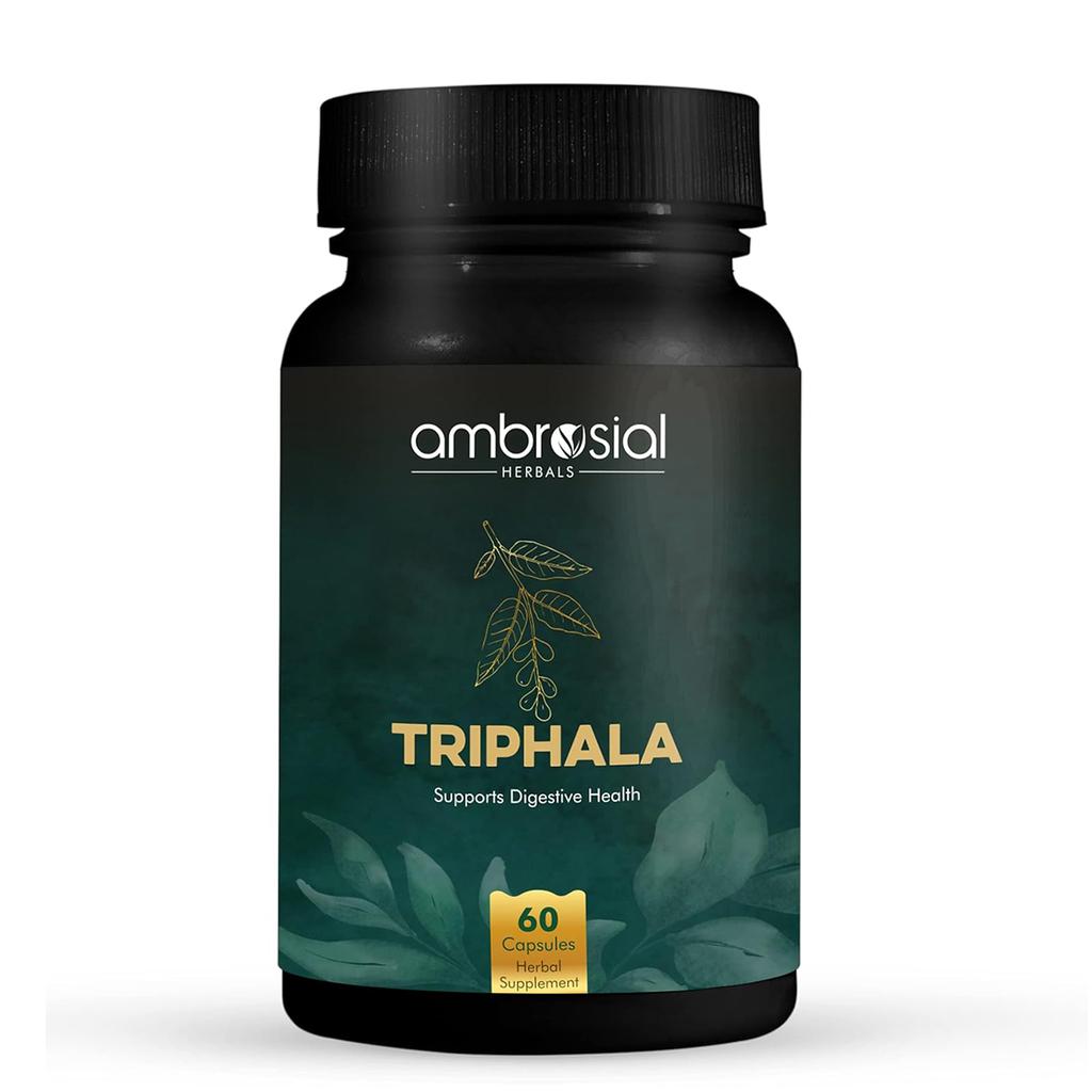 AMBROSIAL Трифала таблетки Смесь 3 натуральных трав в порошке Трифала Пищеварительные ферменты Избавление от запоров Пищеварение (Упаковка 1-60 капсул)