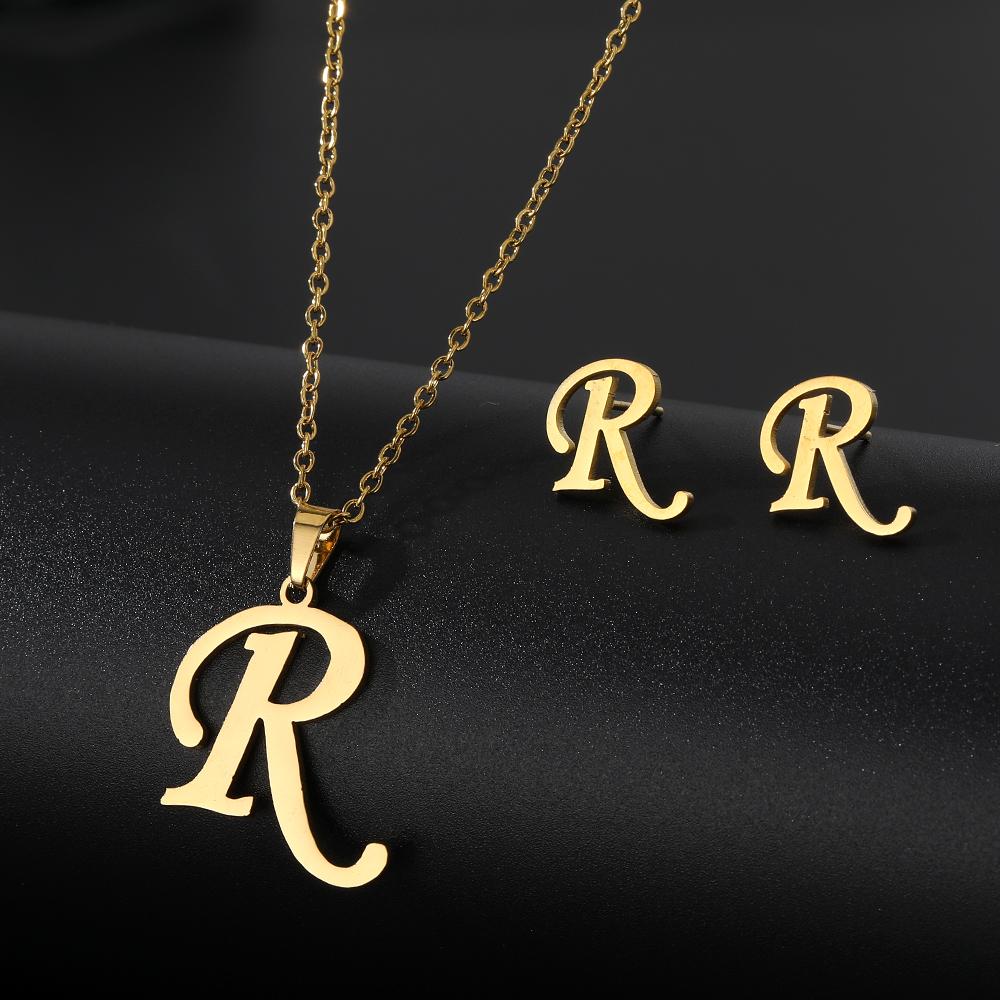 2023 Новые студенческие серьги, милые роскошные серьги-ожерелья, набор серег с буквами AZ, ожерелье, серьги, набор украшений, комплект из трех частей, серьги