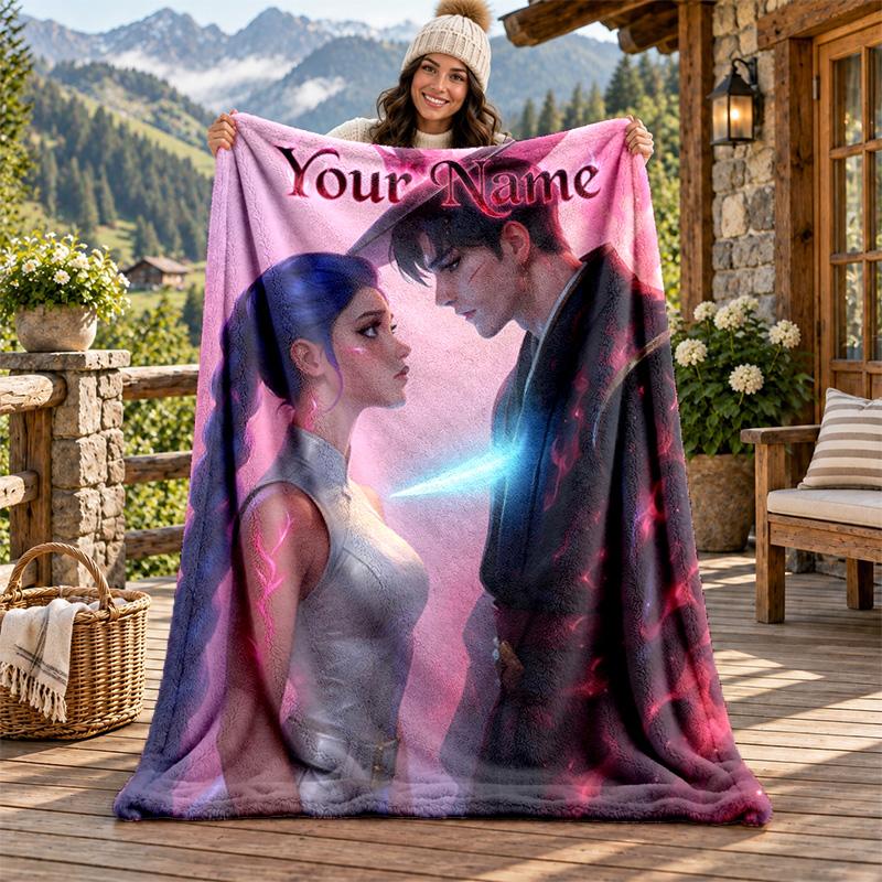 Kpop demon hunters Custom Name Flannel Blanket Personalized Soft Warm Plush Throw Blanket Customized Gift for Family Friends