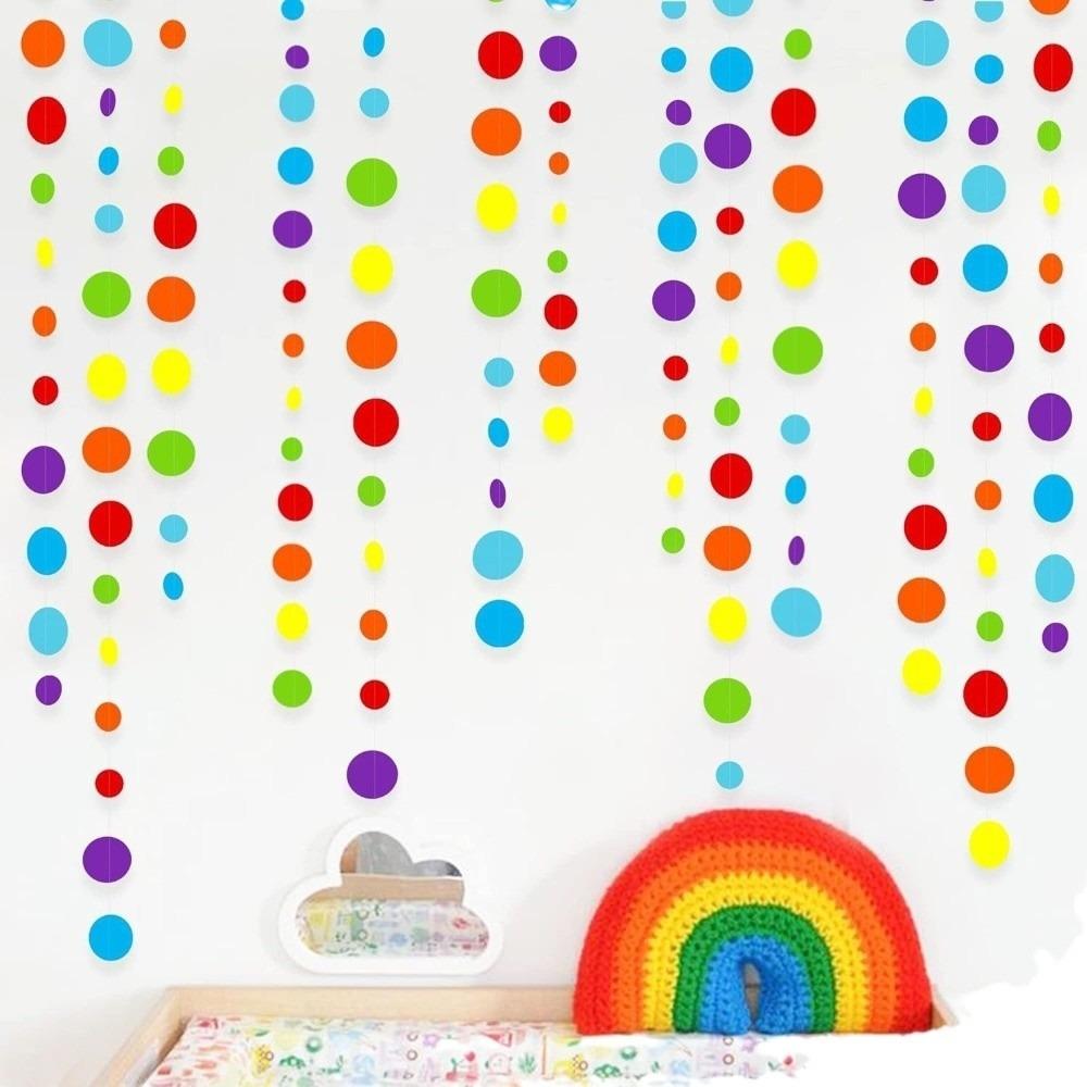 Colorful Circle Garland Banner Round Dots Colorful Dot Garland Birthday Party Decorations