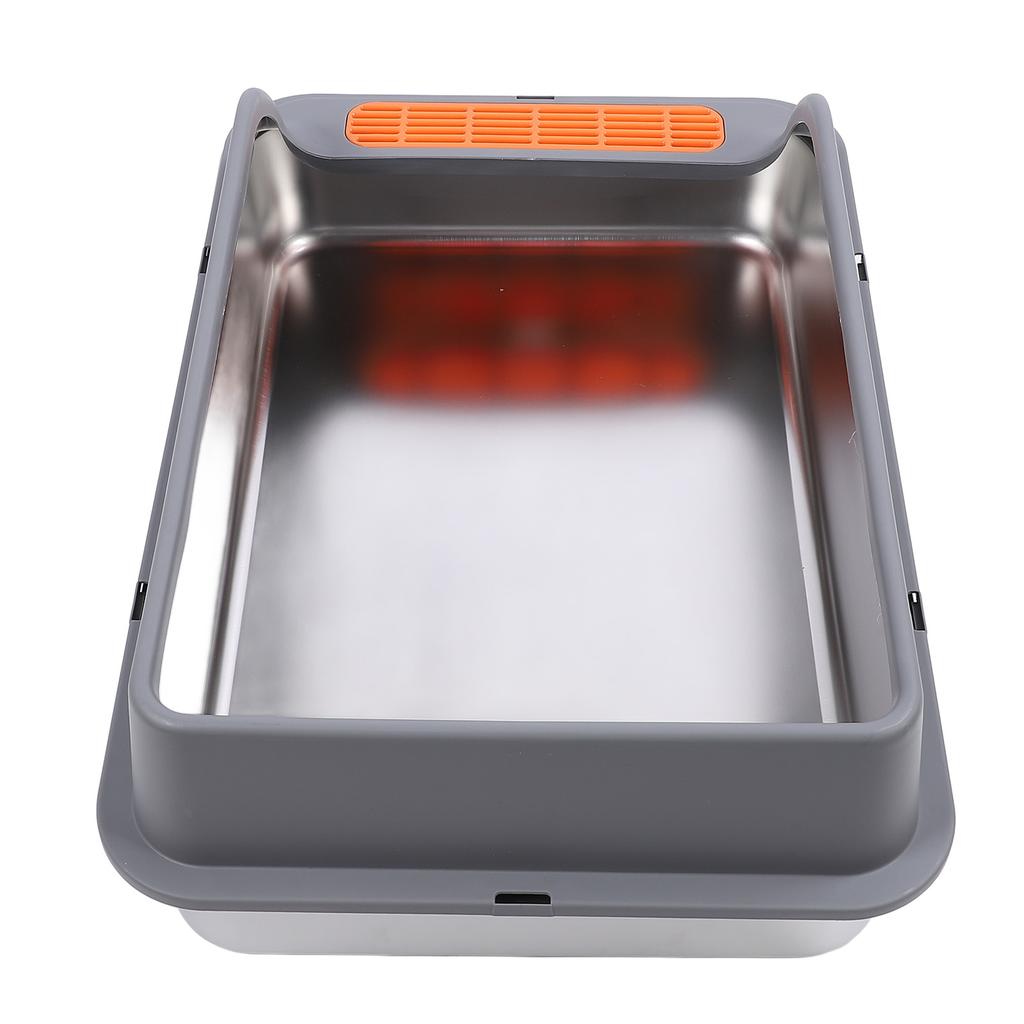 Cat Litter Box Stainless Steel Large Capacity Top Entry Anti Splashing Metal Litter Pan with Leakpro