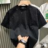 Summer Rhinestone Rivet T Shirt Men Clothing Round Neck Casual T Shirt Fashion High Street Men's Summer Short Sleeves