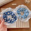 Летняя джинсово-синяя кружевная большая резинка для волос женская корейская цветочная ткань веревка для волос высококачественное украшение для головы