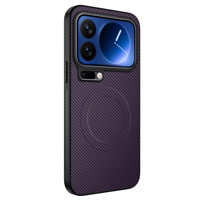 Применимо к чехлу для мобильного телефона Xiaomi Mi 17ProMax с магнитом и рисунком из углеродного волокна, матовому защитному чехлу от падения для Xiaomi Mi 15TPro