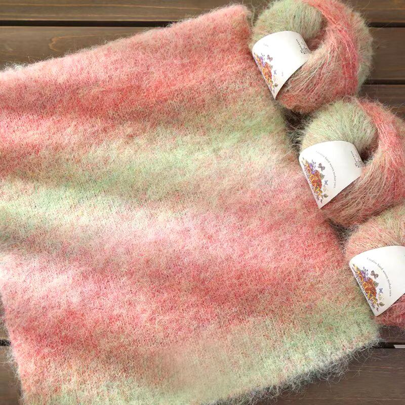 25g Multi-Color Mix Knitting Scarves Mohair Weaving Mixed Yarn DIY Long Wool Yarn Comfortable Knitting Fluffy Multicolor