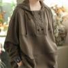 Sweatshirt for Women Cotton Oversize Hooded Fleece Thickened Loose Round Neck Casual Pullover Long Sleeve Top Sweatshirt