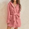 Winter Women Bath Robe Fluffy Plush Pyjamas Ladies Sexy Hooded Dressing Solid Color Gown Warm Bathrobe Female Loungewear