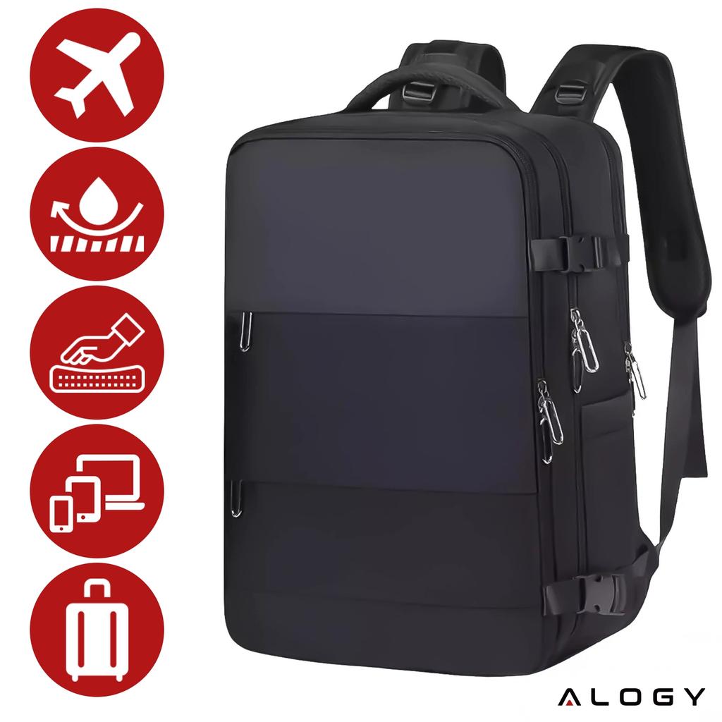 Plecak Na Laptopa Męski Damski Podróżny Na Walizkę Bagaż Do Samolotu Pracy Szkoły 45X30X20Cm Alogy Unisex Czarny