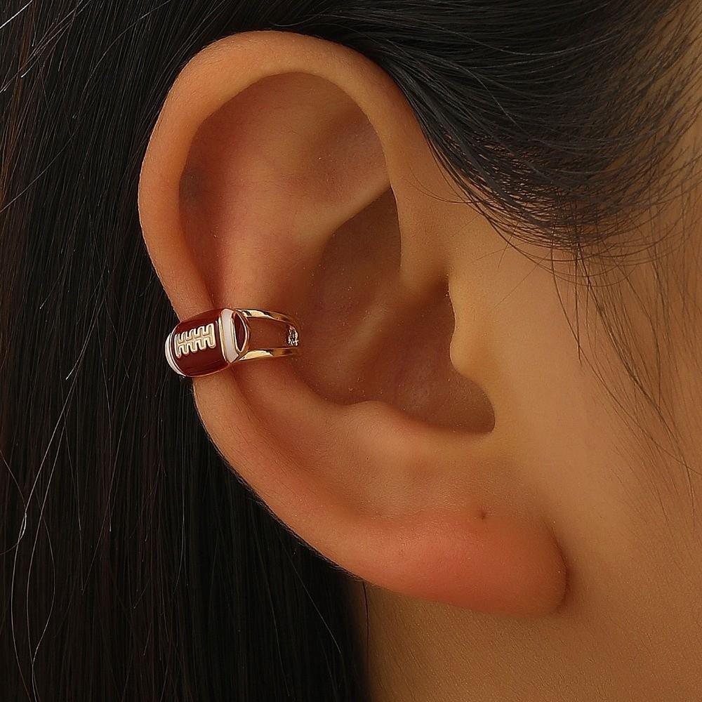 Colourful Adjustable Finger Ring Copper Sports Balls Shaped Open Rings Football Ear Clips Holiday
