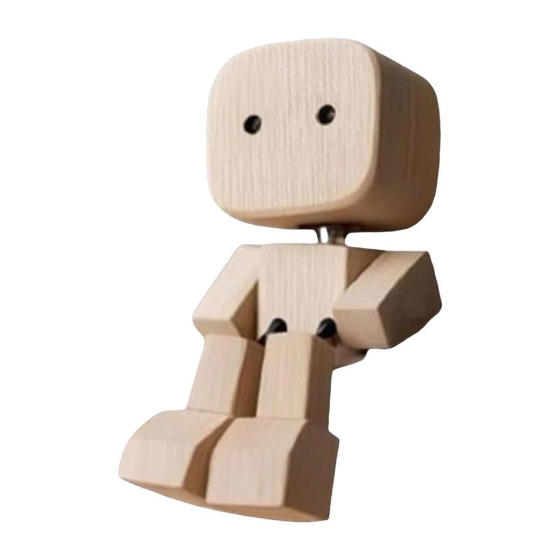Shaking Feet Wooden Man Figurine Car Interior Small Desktop Ornaments Funny Wood Leg-swinging Figurine Gifts for Home