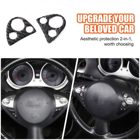 Soft Carbon Fiber Steering Wheel 4 Buttons Trim Sticker For Nissan Juke 2011-19