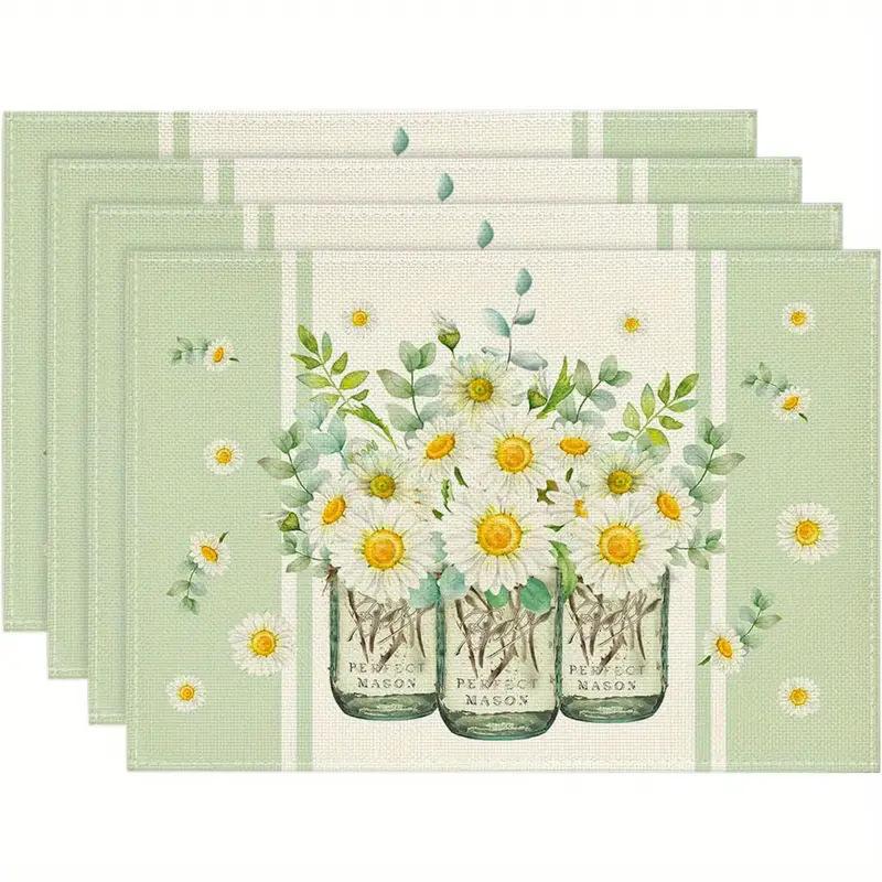 1 шт. Пасхальные салфетки из льна с кроликом и яйцом, коврик на обеденный стол, подставка под тарелку, весенний праздник, украшение на Пасху для дома, кухни