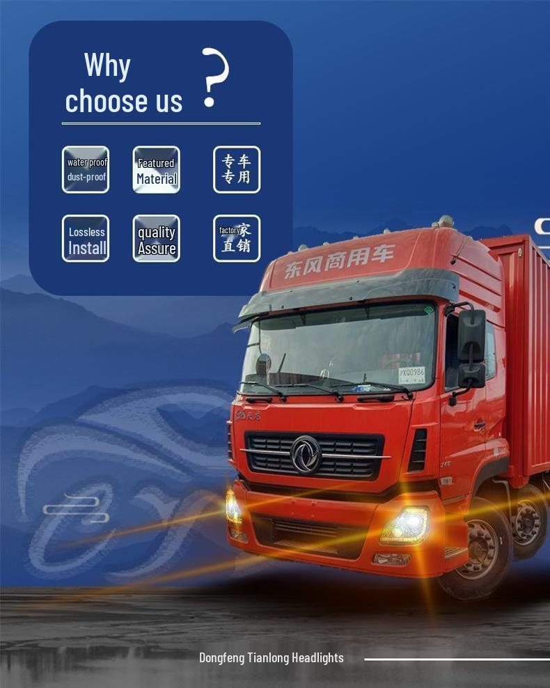 Полная светодиодная сборка фар Chiyu & Dongfeng Tianlong Dali Shen с двойной линзой и динамическим указателем поворота
