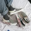 Ladies Casual Shoes Fashion Black and White Lattice Canvas Shoes Breathable Walking Shoes