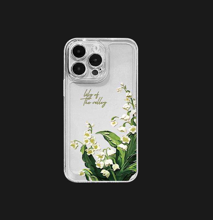 Мягкий чехол с весенним цветочным космическим узором для iPhone 13/14/15 Pro Max