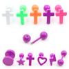 Alisouy 2PCS Baking Paint Stainless Steel Cross Star Heart Love Ball Round Women Men Dumbbell Barbell Pierceing Stud Earrings