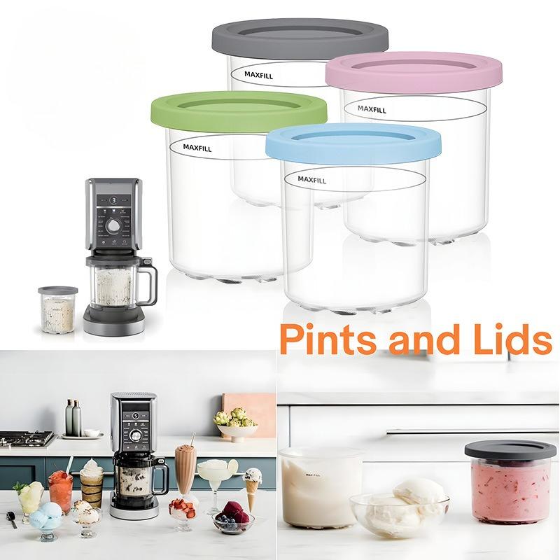 Ice Cream Maker Cups with Lids Reusable Can Store Ice Cream Pints Containers with Sealing Easy To Clean Ice Cream Storage Box