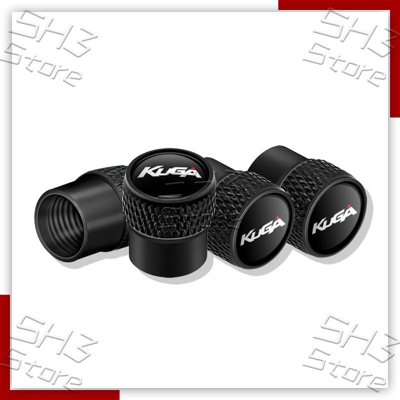 YUQK4 4Pcs Car Metal Wheel Tire Air Valve Stem Caps Dustproof Waterproof Covers For Ford KUGA Emblem MK1 MK2 MK3 Auto Tyre Accessories