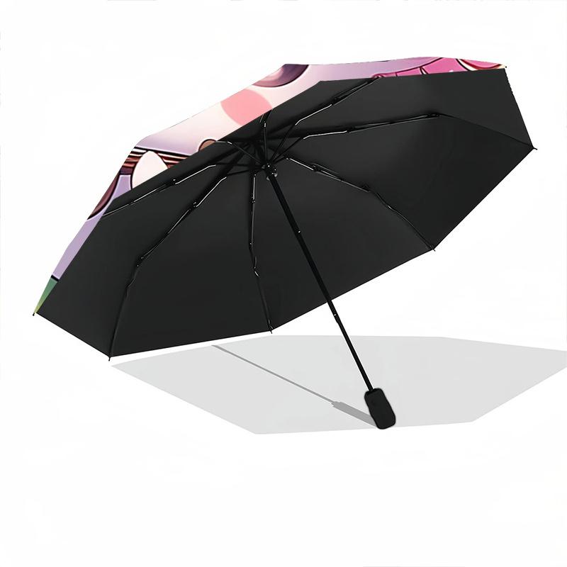 1pc Cute Axolotl Playing Guitar Automatic Opening and Closing Cartoon Umbrella, Portable Small Umbrella for Men and Women P030