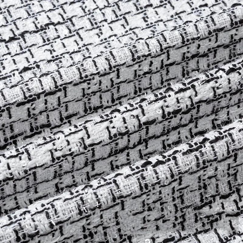 Утолщенная твидовая ткань для жилета, пальто, платья, одежды, DIY шитья, пайеток, шерстяная ткань, черный, белый, красный, синий, на полметра, зима
