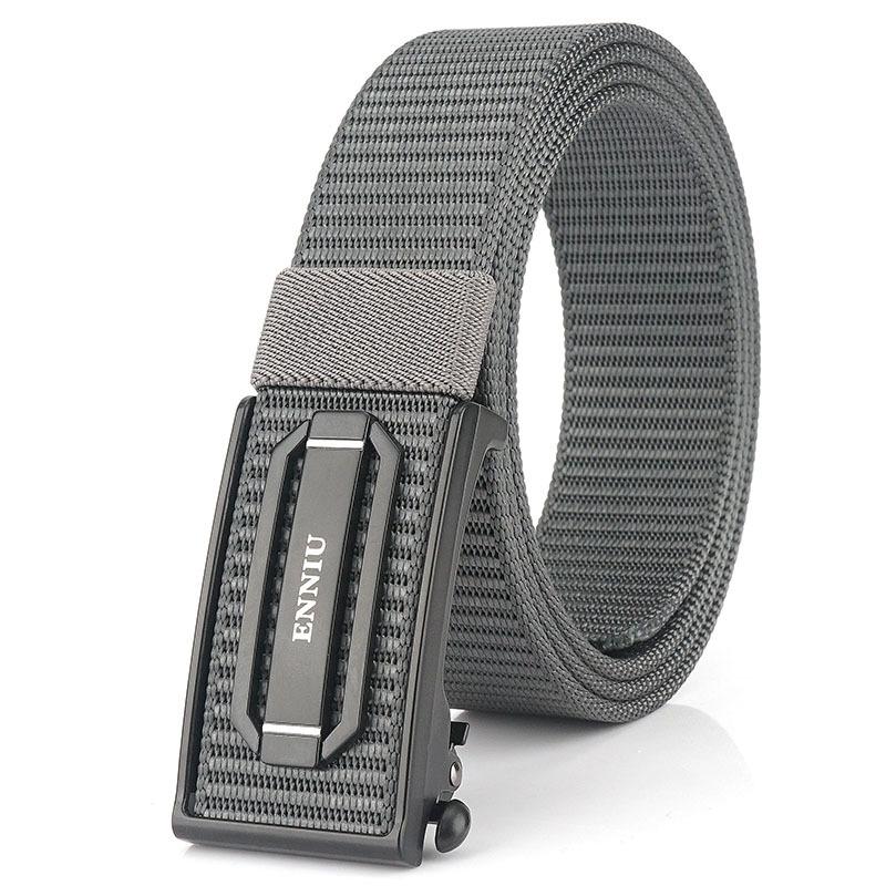 Новый мужской ремень для поездок на работу с автоматической пряжкой из нейлона, универсальный двухслойный толстый ремень для отдыха на природе
