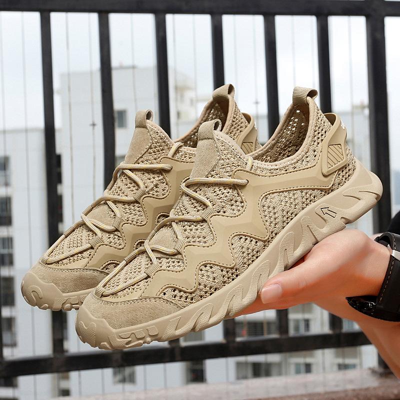 Мужская обувь Новые летние модные сетчатые дышащие туфли с вырезами, уличная повседневная спортивная обувь для скалолазания, сандалии