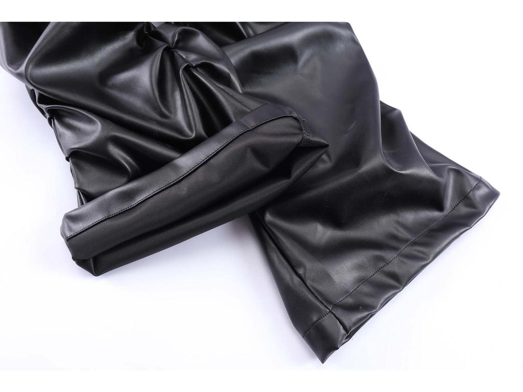 Широкие кожаные брюки унисекс в американском стиле со складками