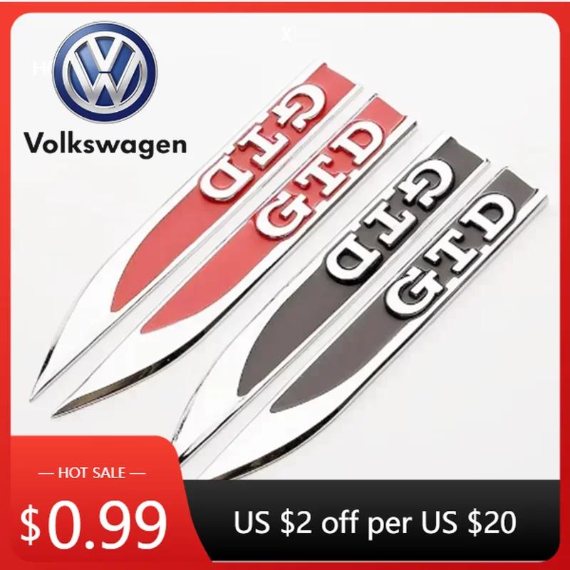 New 2026 2026 Hot VOLKSWAGEN 2Pcs 3D Metal Car Fender Badge Decal GTD Logo Stickers For Volkswagen VW Golf 4 5 6 7 MK4 MK5 MK6 MK7 GTD Em