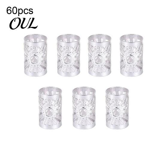 Hair Jewelry for Braids 60Pcs Dreadlock Accessories, Hollow Sun Pattern Open Iron Cuffs Design Rings, Electroplated Bright Color