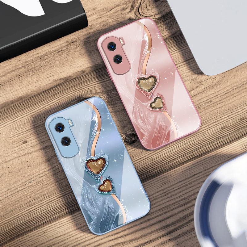 Янтарный Двойная Любовь Для Honor 200 90 8X 9X Pro Lite P50 P40 Nova 10 11i P60 Magic4 6 Mate 20 50 Закаленное Стекло Чехол для Телефона