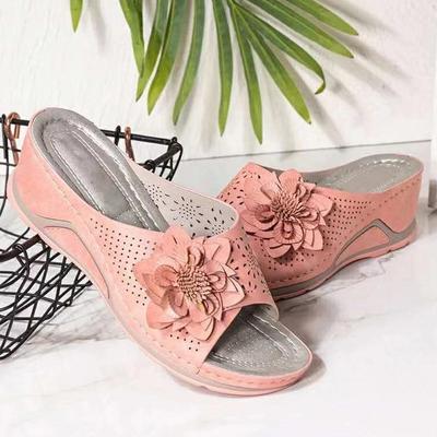 Lucyever Flower Platform Wedges Heels, женские тапочки с толстой подошвой и открытыми носками, женские летние туфли 2024 года, повседневная обувь больших размеров 43