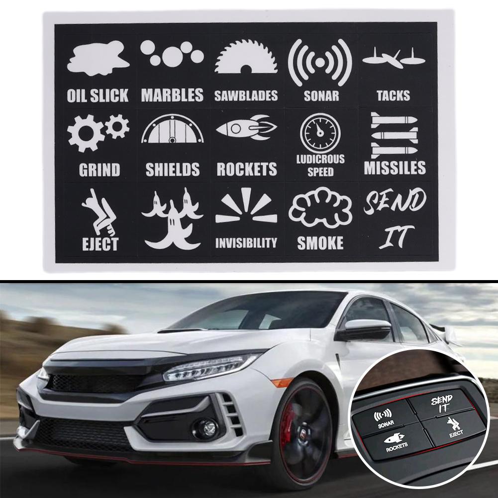 Novelty Car Button Decorative Sticker Car Button Stickers Dashboard Console Label Decals Decorations For Car Truck J7E2