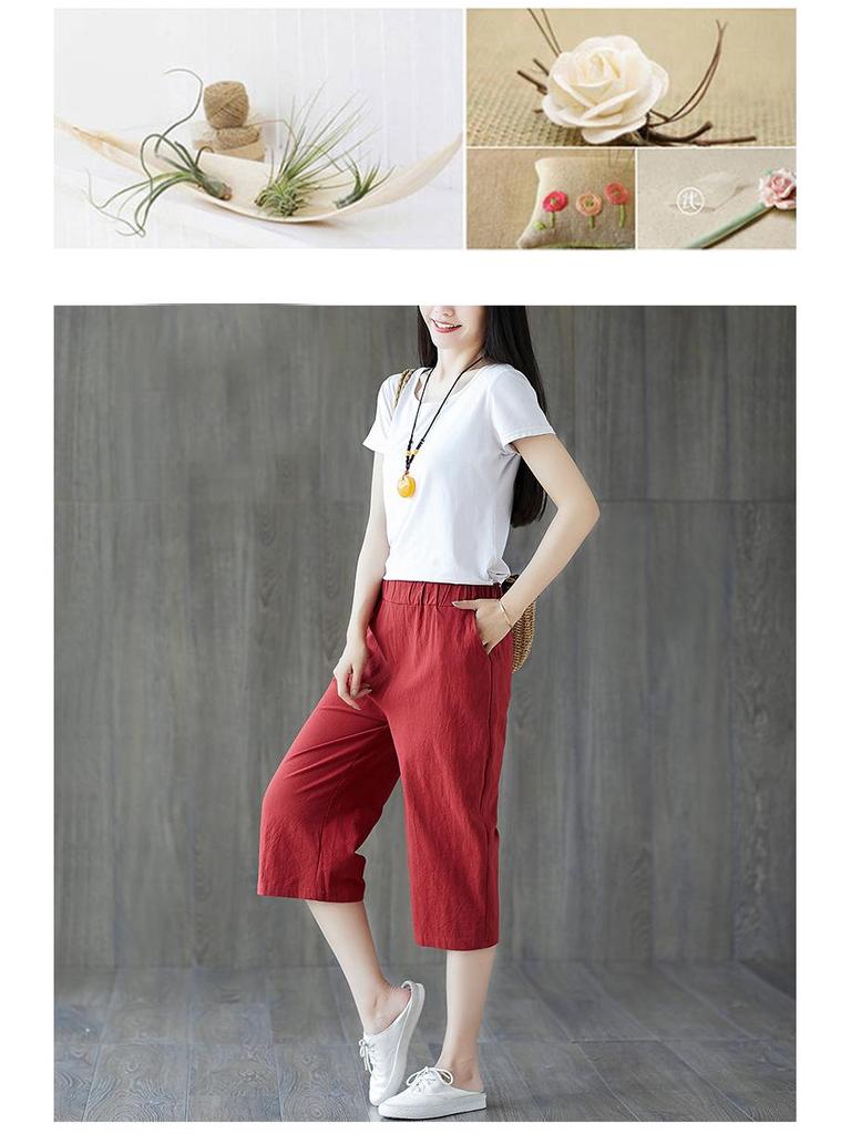 Summer Women's Korean-Style High-Waist Wide-Leg Pants - Cotton & Linen, Loose Fit, Lightweight, 2023 Edition