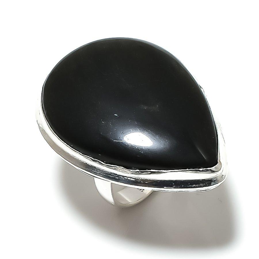Natural Sunsheen Obsidian Gemstone 925 Sterling Silver Gift Ring Size 9 h8F72