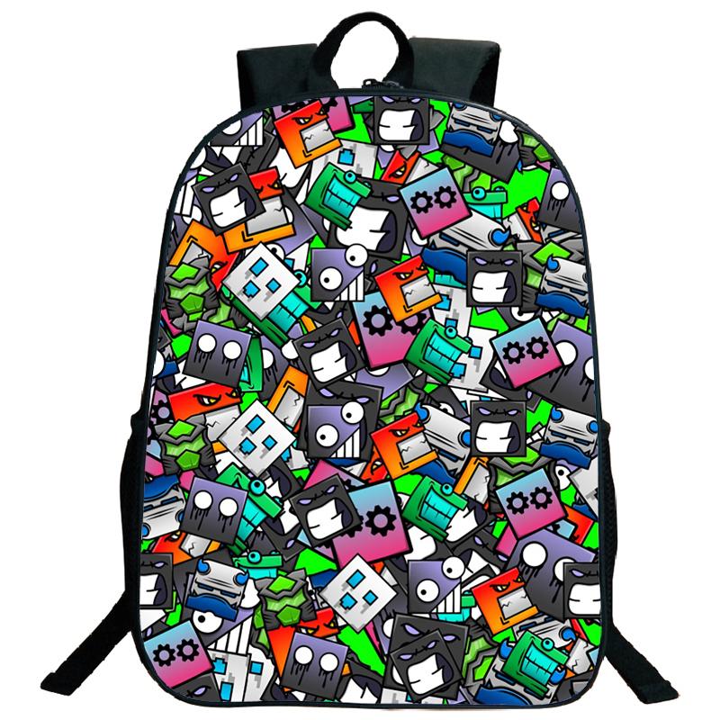 Angry Geometry Dash Backpacks for Middle and High School Students, Large Capacity Leisure Backpacks, Holiday Gifts