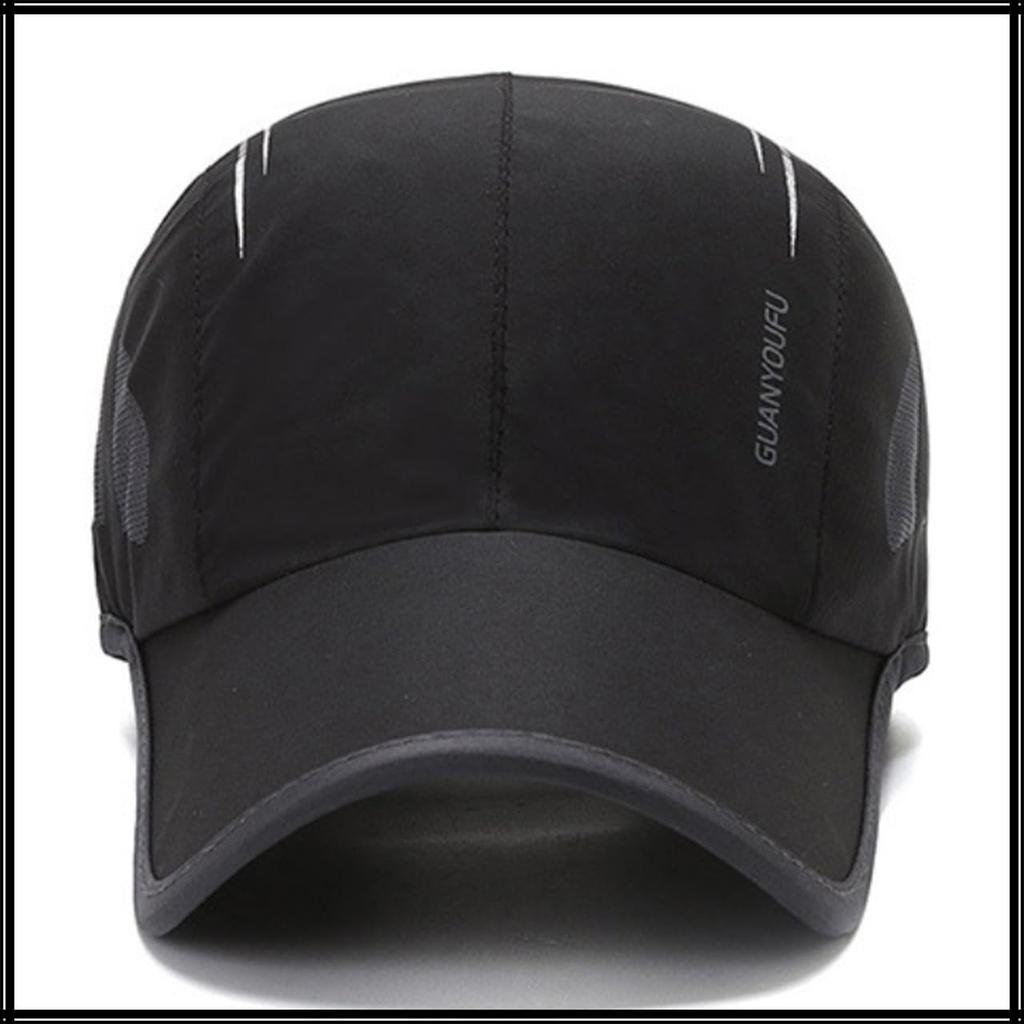 Cap Hat Mesh UV Protection Trendy Sports Simple Men Women CZA087 [White Fang] (Black)