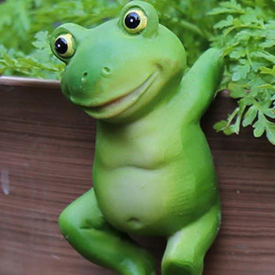 Planter Frog Figurine Resin Frog Flowerpot Decoration Flower Pot Edge Hanging Frog for Garden Potted Plants Bonsai