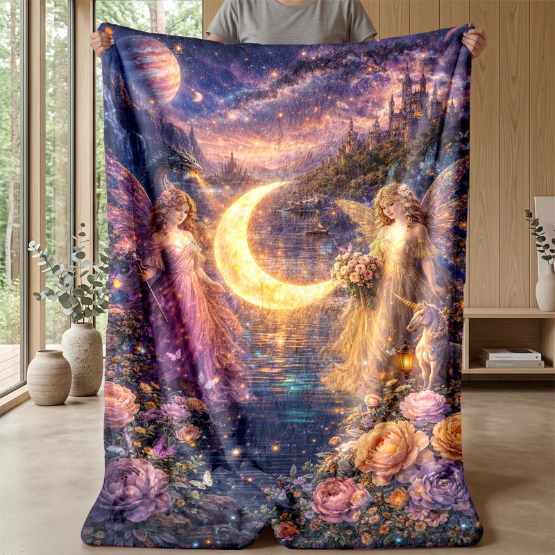 Magical Princess in Sparkling Dress Theme blanket Lightweight Warm Flannel Blanket Decorative Throw Blanket for Home Decoration