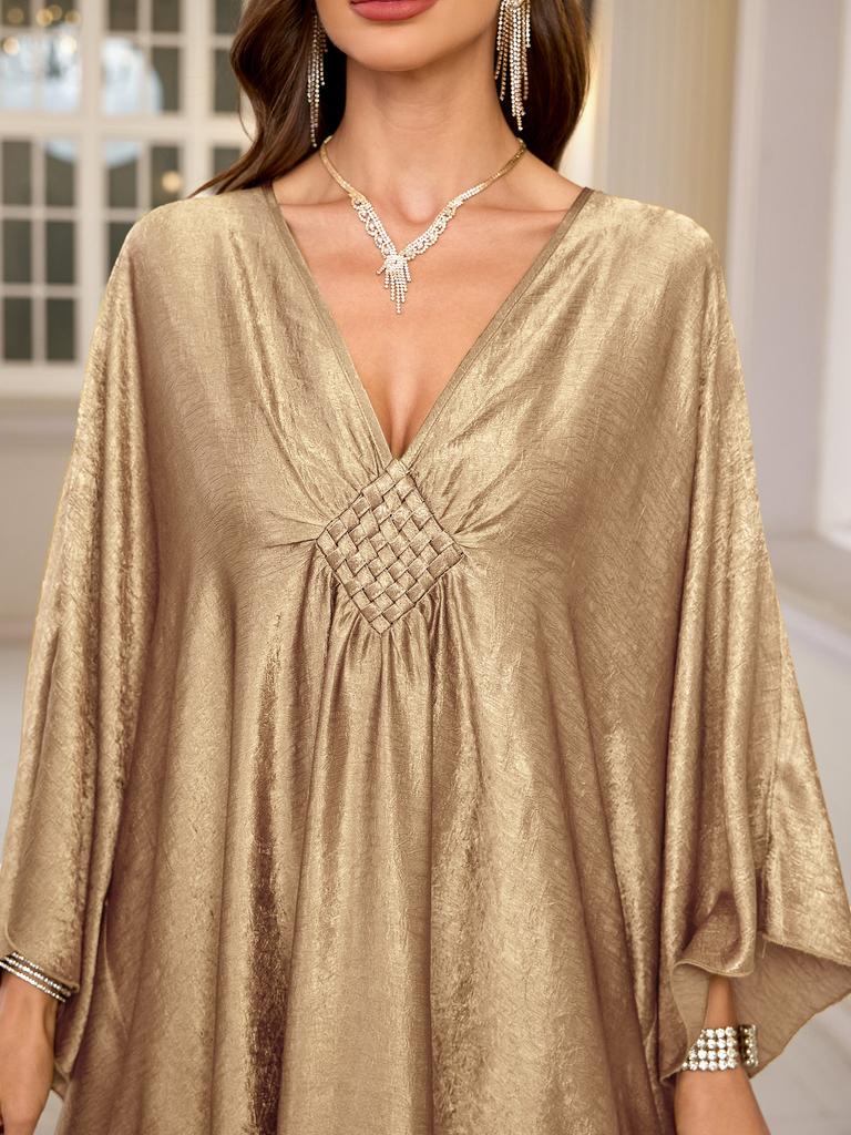 Luxuary Beach Cover Ups Golden Kaftans for Women Bust Hand Woven Maxi Dresses Summer Holiday Bathing Suits