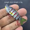 Deep Diving 6 Segment Fishing Lures 6cm 4.5g Plastic Hard Crank Mini Bionic Bait